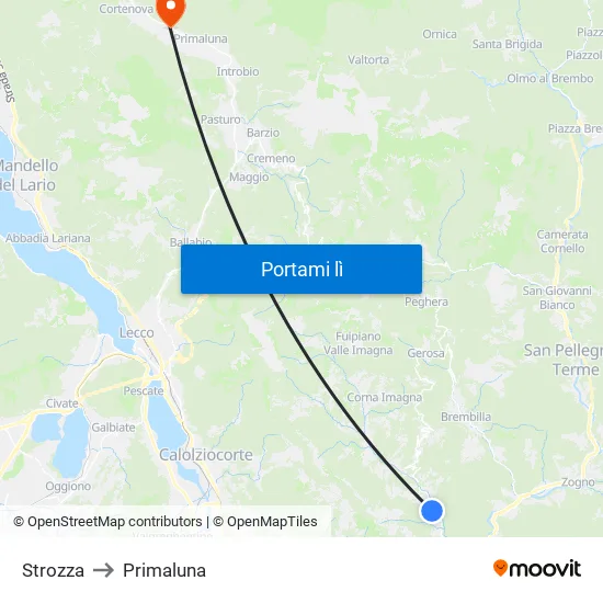 Strozza to Primaluna map