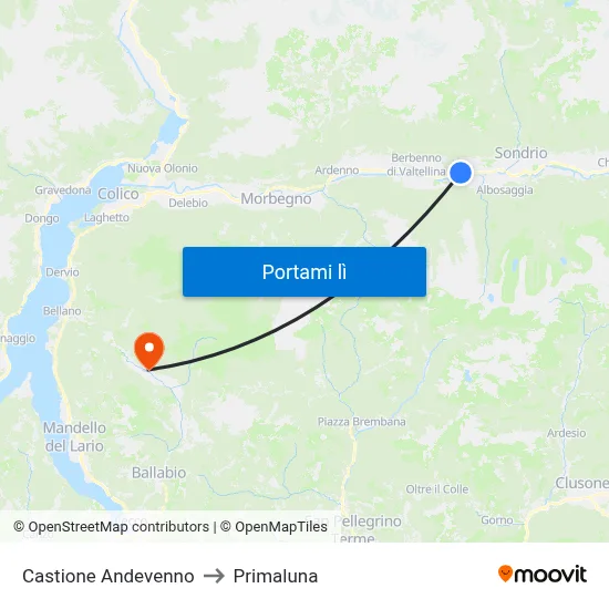 Castione Andevenno to Primaluna map