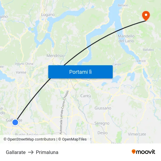 Gallarate to Primaluna map