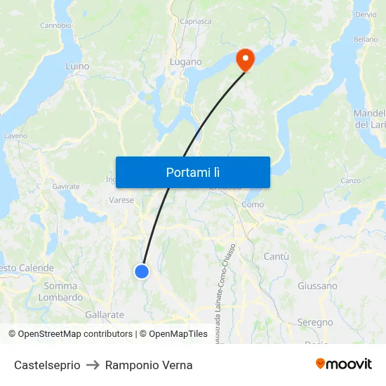 Castelseprio to Ramponio Verna map