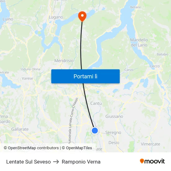 Lentate Sul Seveso to Ramponio Verna map