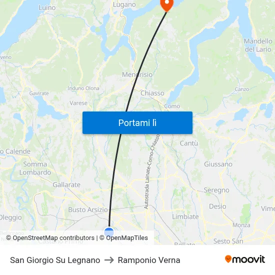 San Giorgio Su Legnano to Ramponio Verna map