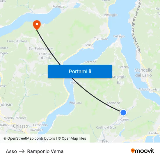 Asso to Ramponio Verna map