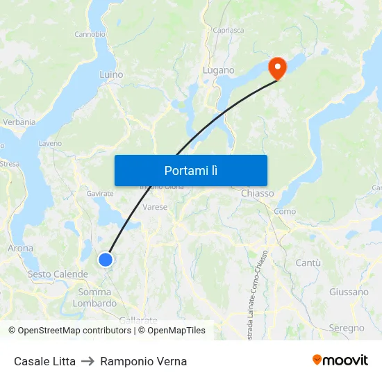 Casale Litta to Ramponio Verna map