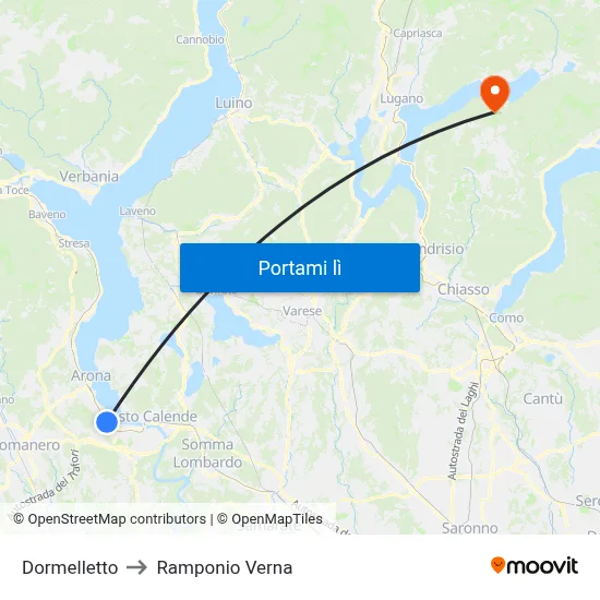 Dormelletto to Ramponio Verna map