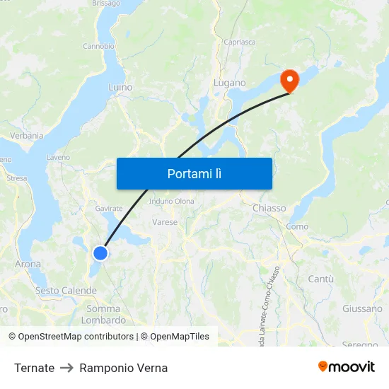 Ternate to Ramponio Verna map