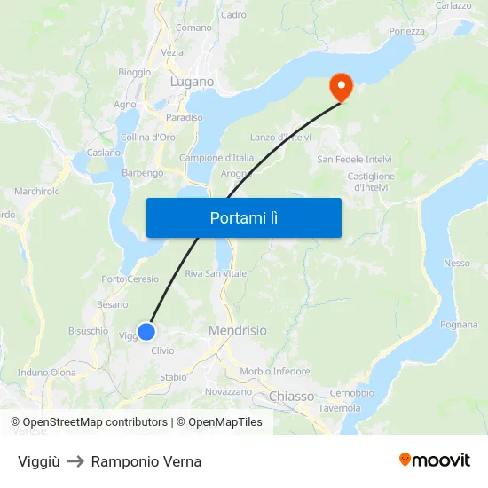 Viggiù to Ramponio Verna map