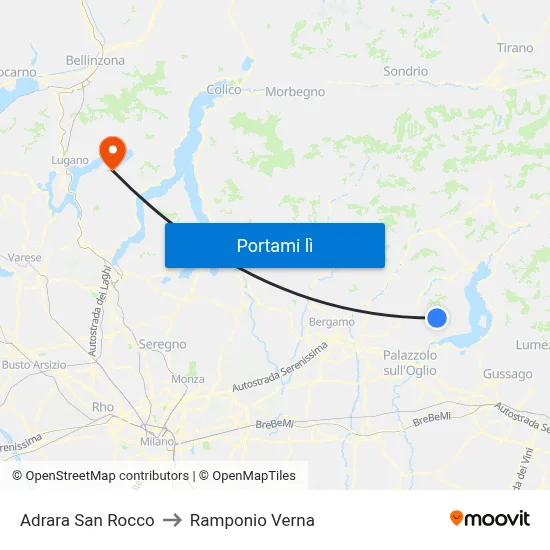 Adrara San Rocco to Ramponio Verna map