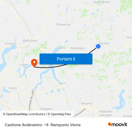 Castione Andevenno to Ramponio Verna map