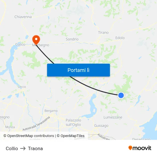 Collio to Traona map