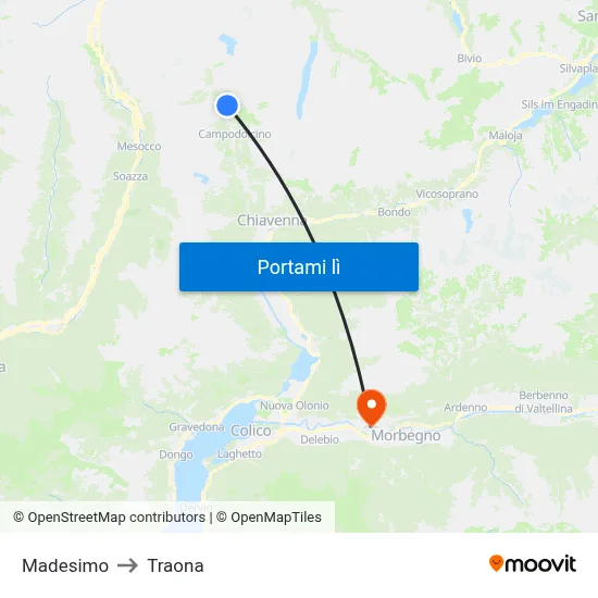 Madesimo to Traona map