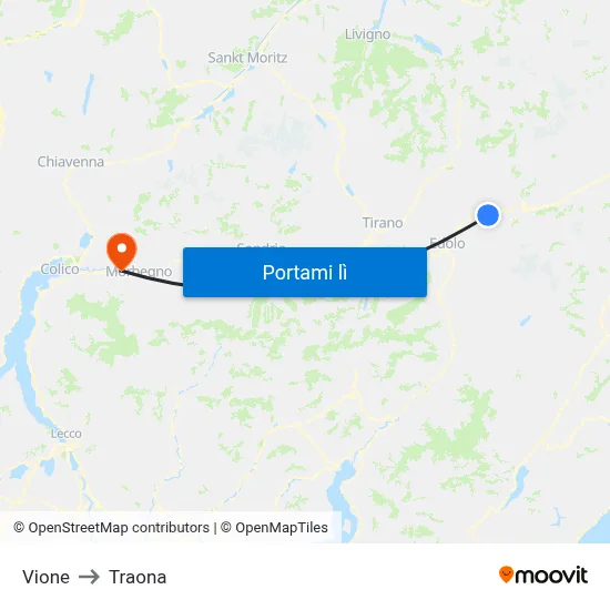 Vione to Traona map