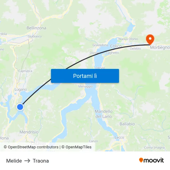 Melide to Traona map