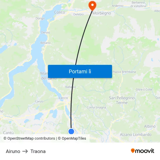 Airuno to Traona map