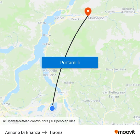 Annone Di Brianza to Traona map