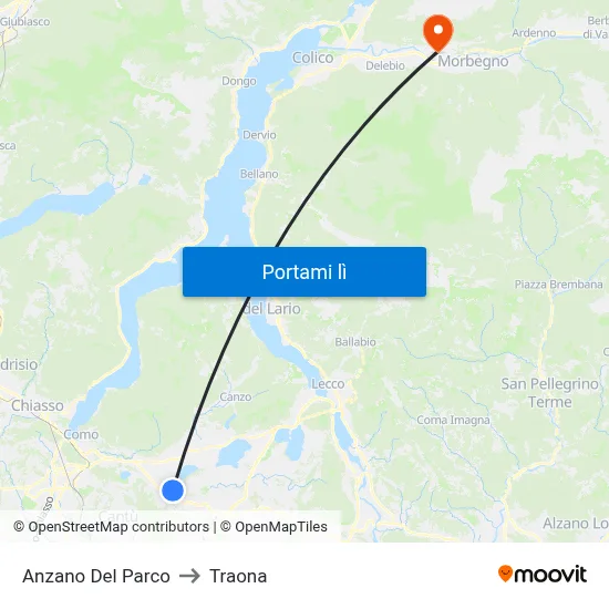 Anzano Del Parco to Traona map