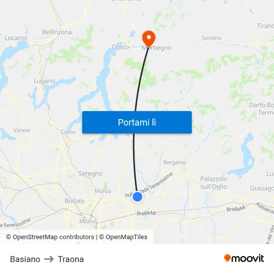 Basiano to Traona map