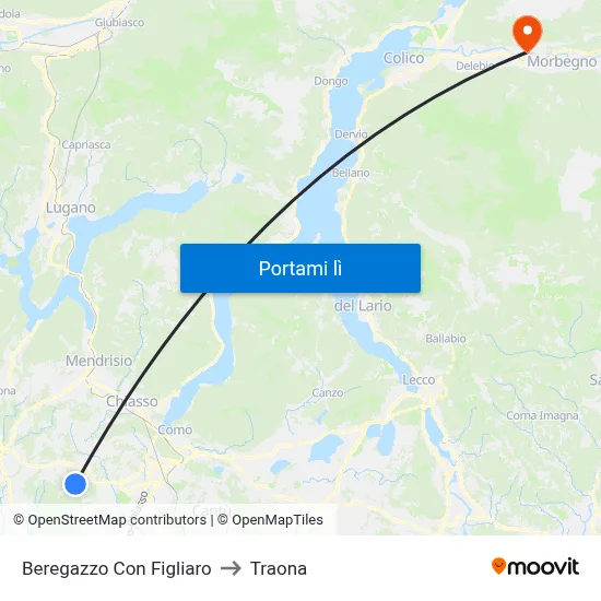 Beregazzo Con Figliaro to Traona map