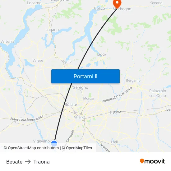 Besate to Traona map
