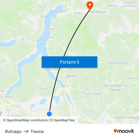 Bulciago to Traona map