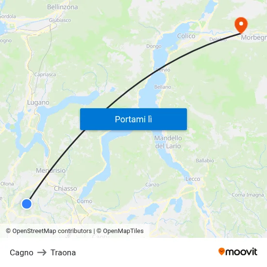 Cagno to Traona map