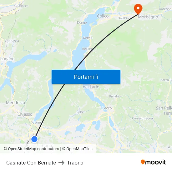Casnate Con Bernate to Traona map