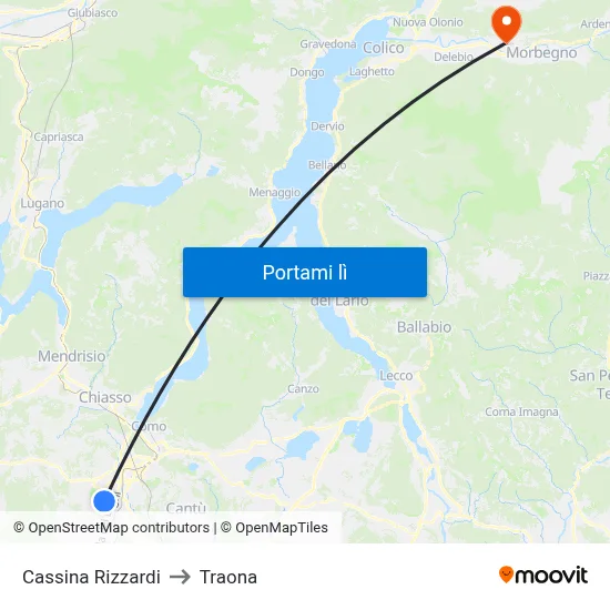 Cassina Rizzardi to Traona map