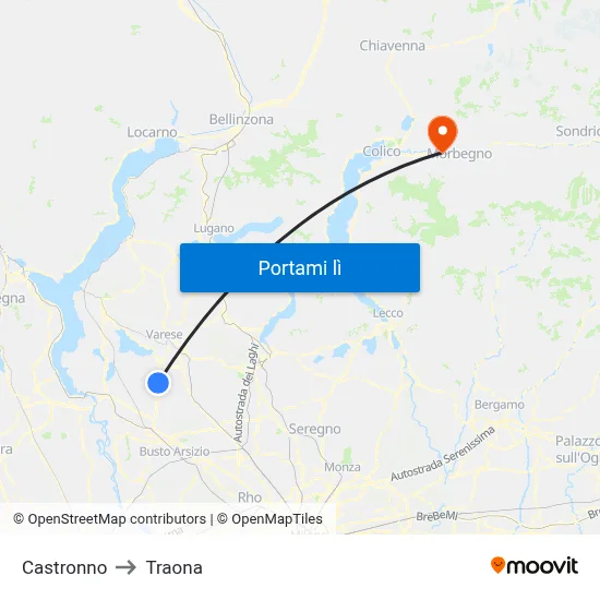 Castronno to Traona map