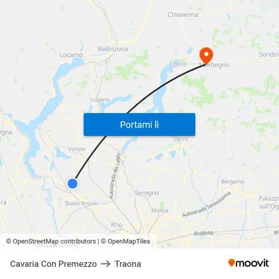 Cavaria Con Premezzo to Traona map