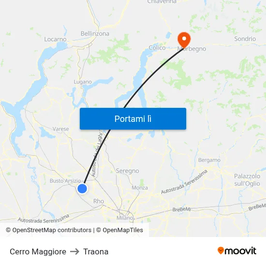 Cerro Maggiore to Traona map