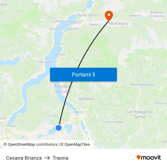 Cesana Brianza to Traona map