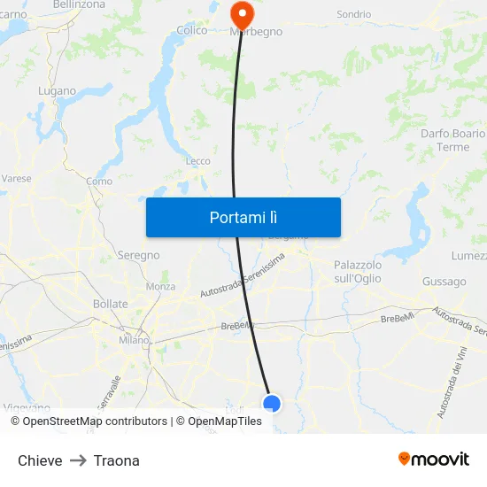 Chieve to Traona map