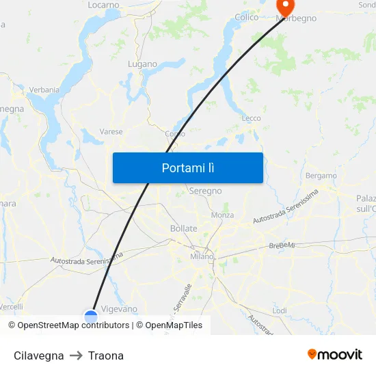 Cilavegna to Traona map