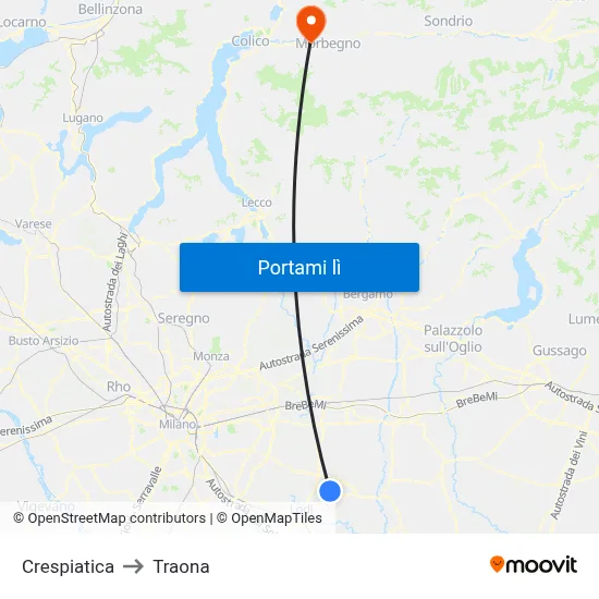 Crespiatica to Traona map