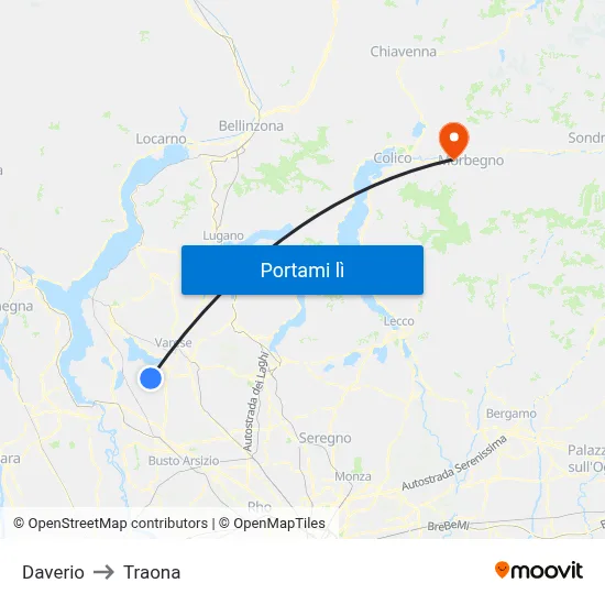 Daverio to Traona map