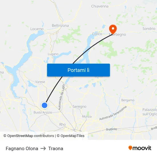 Fagnano Olona to Traona map