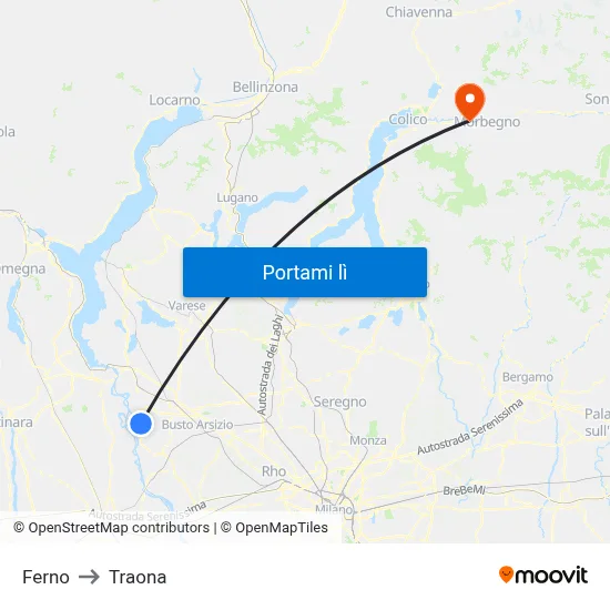 Ferno to Traona map
