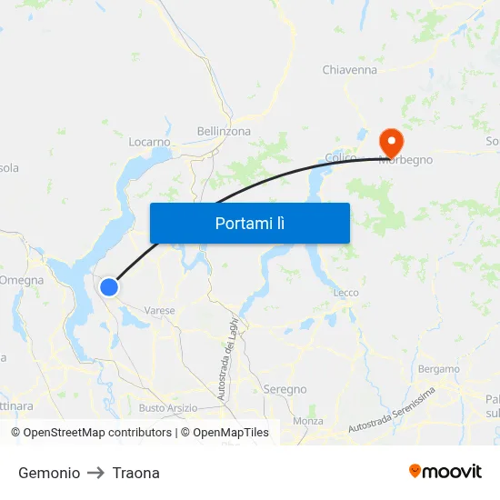 Gemonio to Traona map