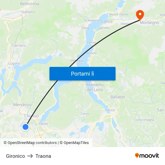Gironico to Traona map
