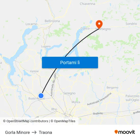 Gorla Minore to Traona map