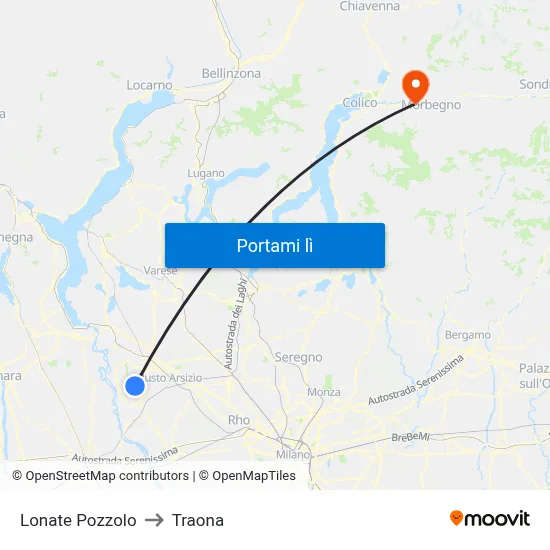 Lonate Pozzolo to Traona map