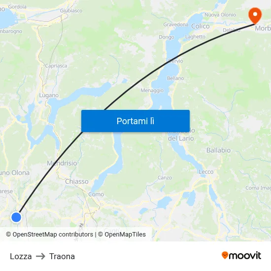 Lozza to Traona map