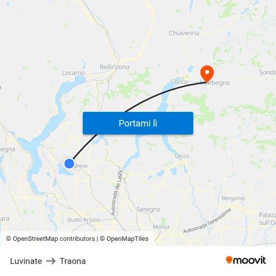 Luvinate to Traona map