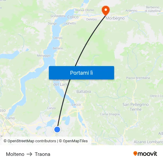 Molteno to Traona map