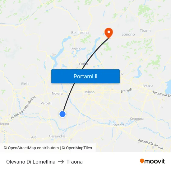 Olevano Di Lomellina to Traona map