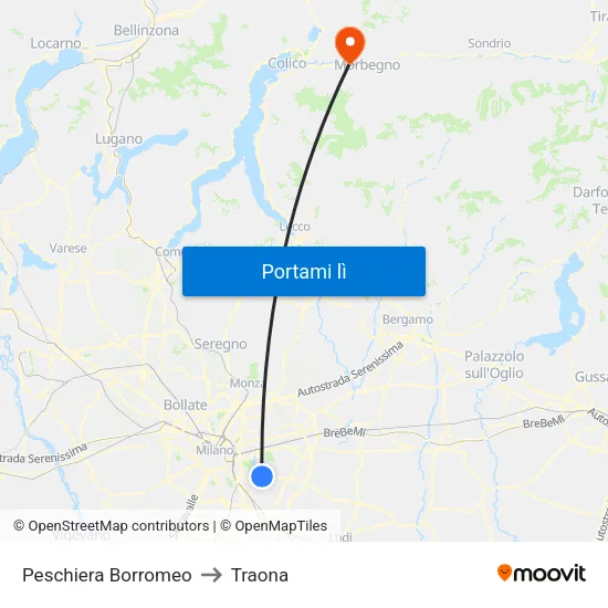 Peschiera Borromeo to Traona map