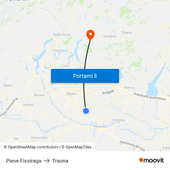 Pieve Fissiraga to Traona map