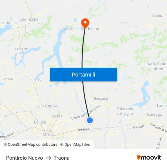 Pontirolo Nuovo to Traona map