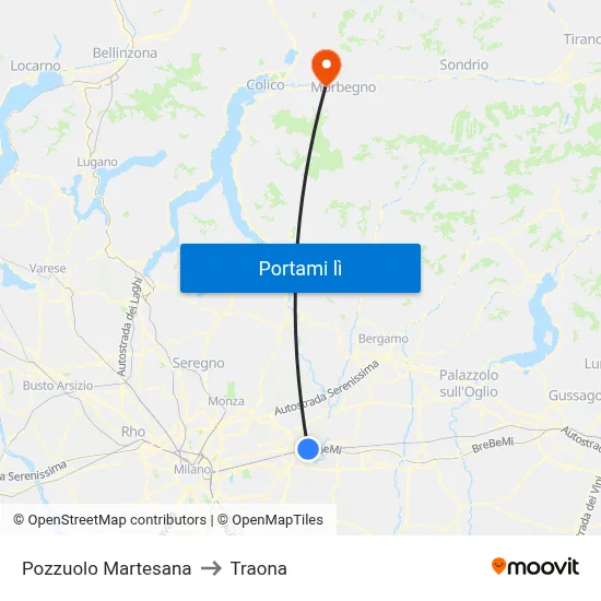 Pozzuolo Martesana to Traona map