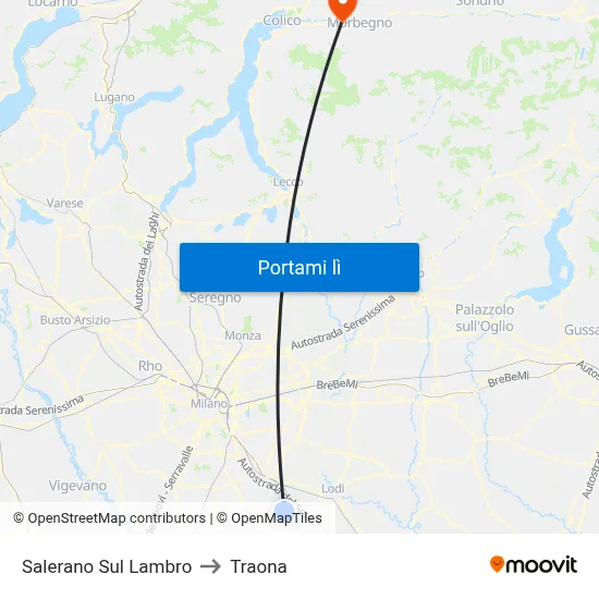 Salerano Sul Lambro to Traona map